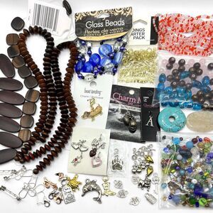 Mixed Lot Beads Jewelry Findings Charms Colorful Variety DIY Artisan Assortment